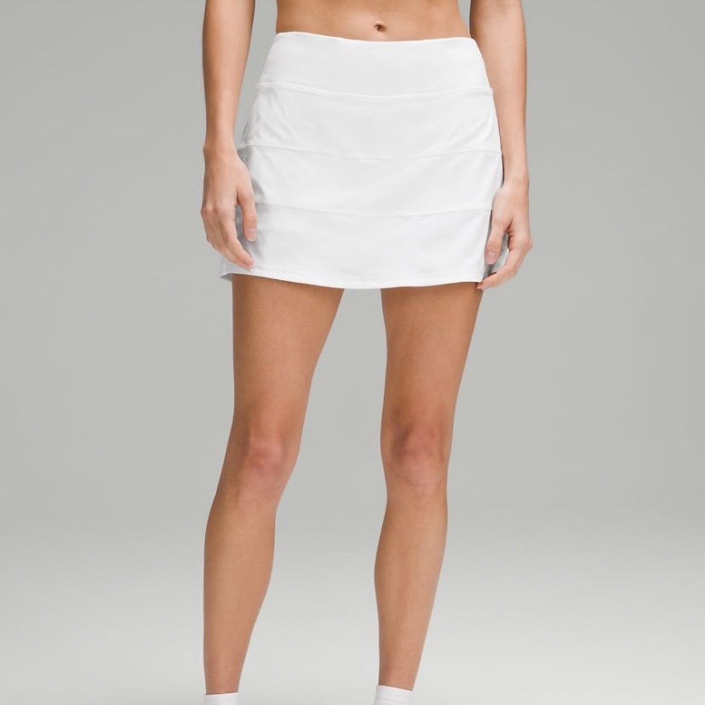 White Lululemon pase rival skirt long